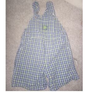 2/$15 Vintage Oshkosh Frog Plaid Overalls 18M Infant